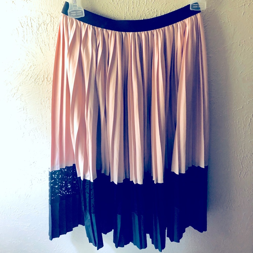 Pink with black lace skirt